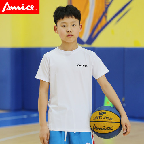 AWICE儿童运动紧身衣训练速干上衣 篮球短袖T恤打底衫排汗透气