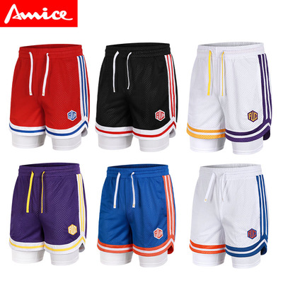 艾威森儿童美式四分裤假两件篮球短裤健身跑步防走光网眼运动短裤