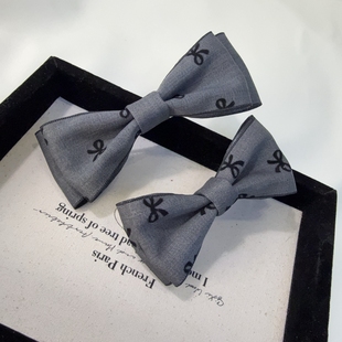 Miu系蝴蝶结发夹韩版发饰小边夹一字夹刘海夹碎发夹领结别针胸针