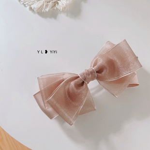 藕色蝴蝶结发夹大发卡韩版女生头饰马尾丸子头发卡夹子日系皮筋