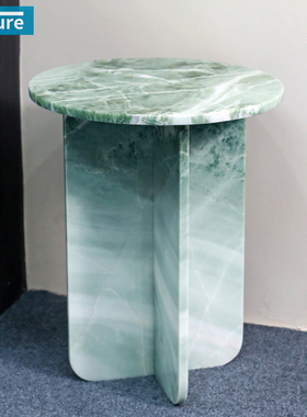 FutureStone天然大理石天之蓝圆形边几客厅玄关家用装饰摆件桌子