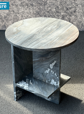 简约轻奢天然蓝色大理石角几现代茶几沙发边柜边几方几蓝金沙边桌