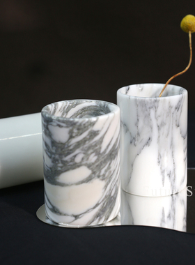 天然大理石储物罐精致收纳盒创意收纳罐调料罐茶叶罐百搭装饰摆件