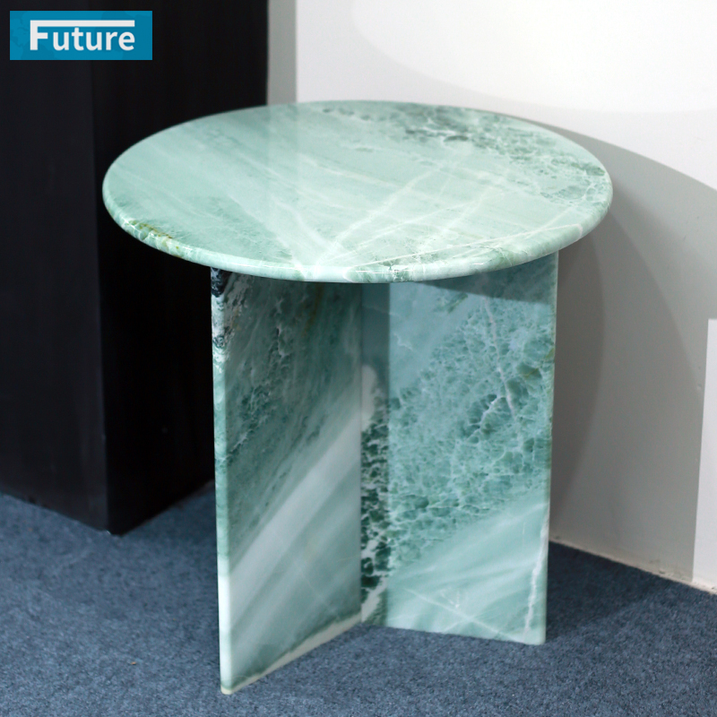 简约天然大理石天之蓝三岔脚边几家用茶几组合奶油小户型复古客厅