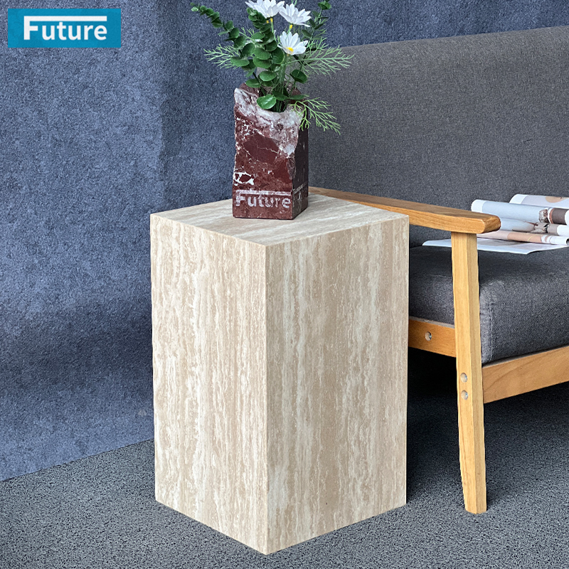 天然大理石方墩底座摆件客厅玄关石柱基座摆台北欧风边几高性价比
