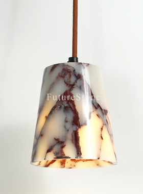 美式天然大理石紫色卧室床头吊灯高级感客厅玄关餐桌岛台小吊线灯