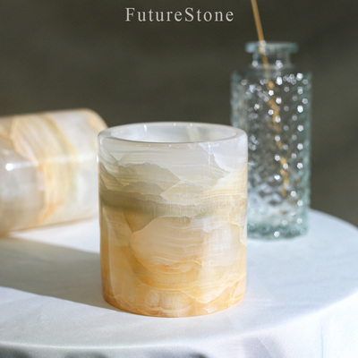 天然奢石玉石香薰杯香薰烛台装饰摆件生日礼物高级感收纳罐糖果罐