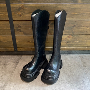 2025冬季新款厚底长筒靴女高筒靴骑士靴瘦瘦靴高跟马丁靴粗跟女鞋