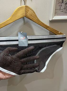 性感低腰男士三角内裤冰丝透气网孔黑色透明底裤衩青年夏季薄款