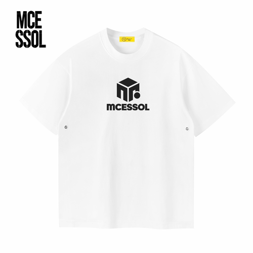 Mcessol设计师原创品牌抽象盒子字母印花落肩短袖t恤男女ins潮流