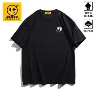 Mcessol设计师原创品牌爱心马图案胸花圆领短袖t恤男女同款本命年