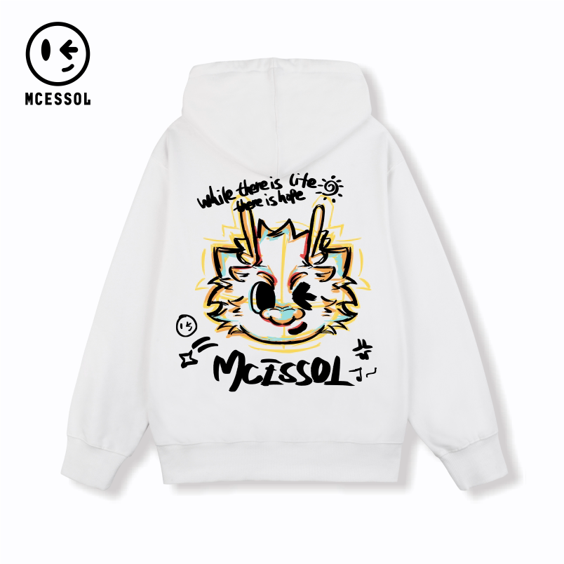 Mcessol设计师原创品牌龙年图案涂鸦开衫卫衣男女无性别拉链连帽