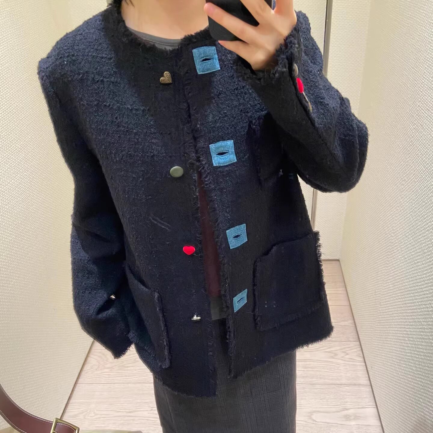 sofia定制25秋冬新款复古小香风外套彩色纽扣宽松百搭休闲上衣女