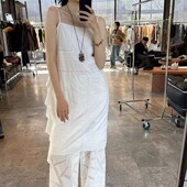 sofia定制高版 本25夏新棉布蕾丝吊带连衣裙设计感简约休闲百搭裙