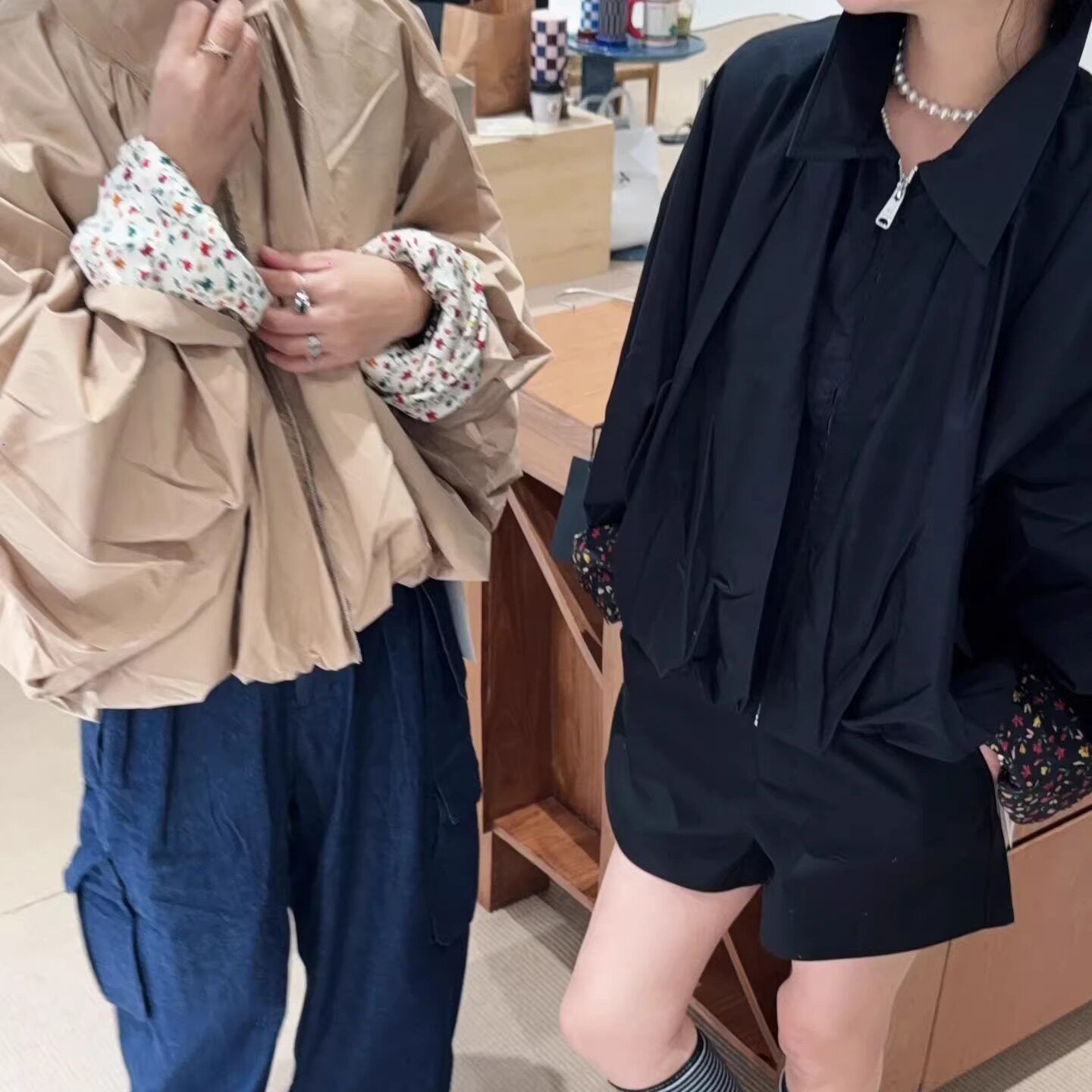 sofia定制25早秋新款小众设计感翻领拉链短款外套女宽松百搭上衣