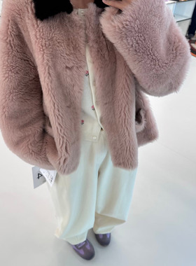 sofia定制25秋冬新仿皮草外套时尚撞色翻领皮毛一体百搭毛毛外套
