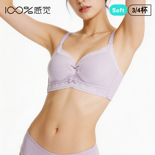 100%感觉无钢圈聚拢文胸女中厚B杯小胸显大舒适透气内衣1761