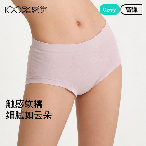 100%感觉女士柔软高弹中腰无侧缝抗菌底档三角内裤80808K
