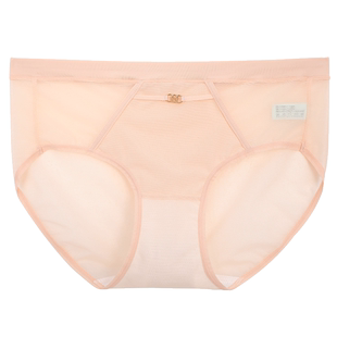 100%感觉透气性感网纱轻薄桑蚕丝底档女士中腰配套内裤1678K