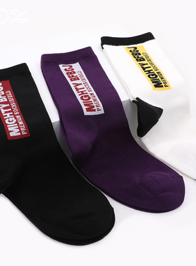 100%感觉中筒棉质个性百搭运动潮袜透气吸汗女袜10763