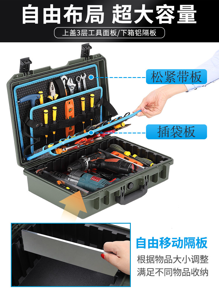 파티션과 구획이 있는 다기능 유지 관리 휴대용 하드웨어 보관 도구 상자 가정용 트롤리 수하물 산업용 등급