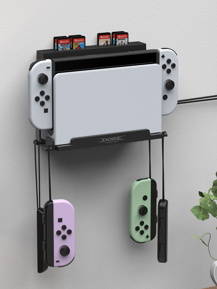 NINTENDO 스위치 호스트에 적합 벽걸이 형 스토리지 랙 OLED 게임 콘솔 네일 프리 벽 스토리지 냉각 브래킷 금속 선반 아크릴 NS 호스트 액세서리 벽걸이 형 벽 디스플레이 랙