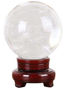 天然白水晶球摆件白色风水球创意