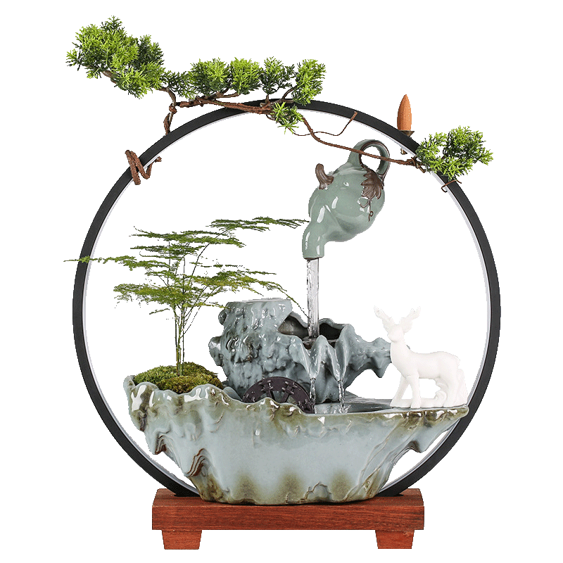 流水摆件循环水客厅办公室桌鱼缸