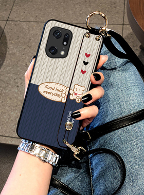 OPPO Findx9pro手机壳Findx8保护套Findx7Ultra外壳Findx6皮质感Fx5腕带款FX3毛衣熊8S+斜挎挂绳fx2可爱潮流