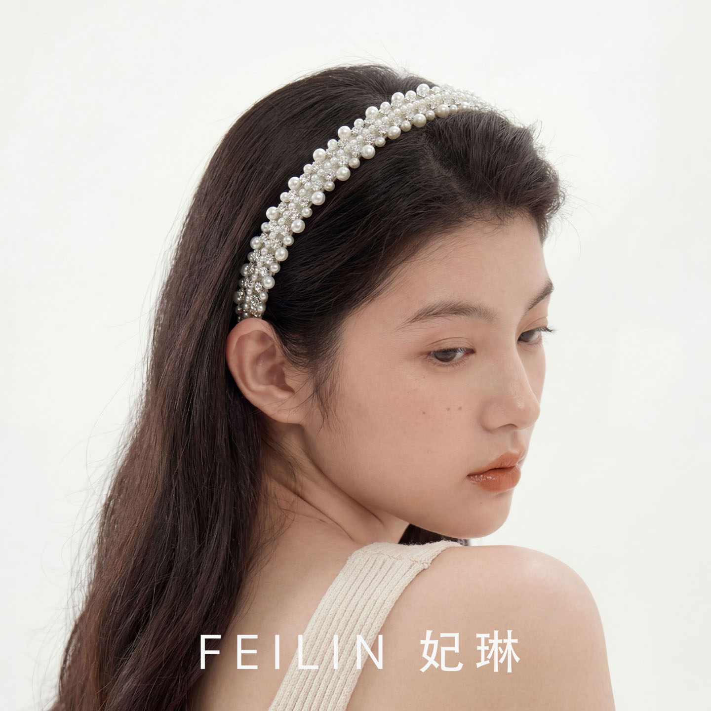 feilin妃琳重工珍珠发箍2026新款高颅顶轻奢女发卡头箍发饰高级感图片