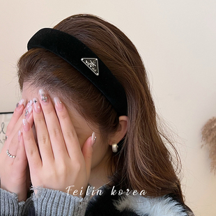 发卡发旅头箍高颅顶洗脸压发2025年网红新款 夏季 黑色丝绒发箍女款