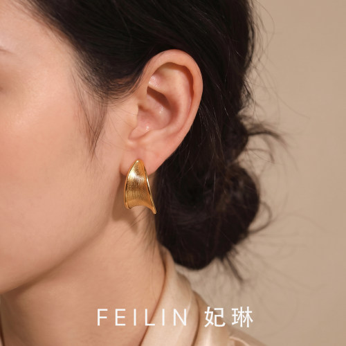 气质金属半环c形耳钉女S925银轻奢高级感耳扣耳环欧美风耳饰品