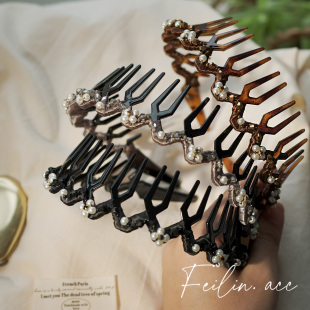 重工齿梳发箍女高级感洋气时尚 发箍 发捆高颅顶不勒头发饰2026新款