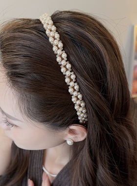 高级感珍珠水钻发箍洗脸专用头箍女2025新款压发发卡碎发整理神器