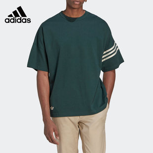 新款 休闲透气宽松运动T恤HR5092 男春季 Adidas阿迪达斯三叶草短袖