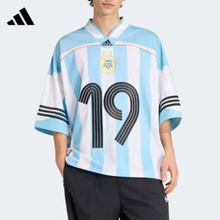 Adidas阿迪达斯男女三叶草阿根廷队休闲文化短袖V领球衣 KD5982