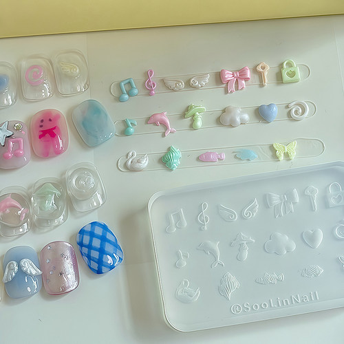 SooLinNail素林原创亚比古早y2k卡通美甲模具音符海豚美甲磨具