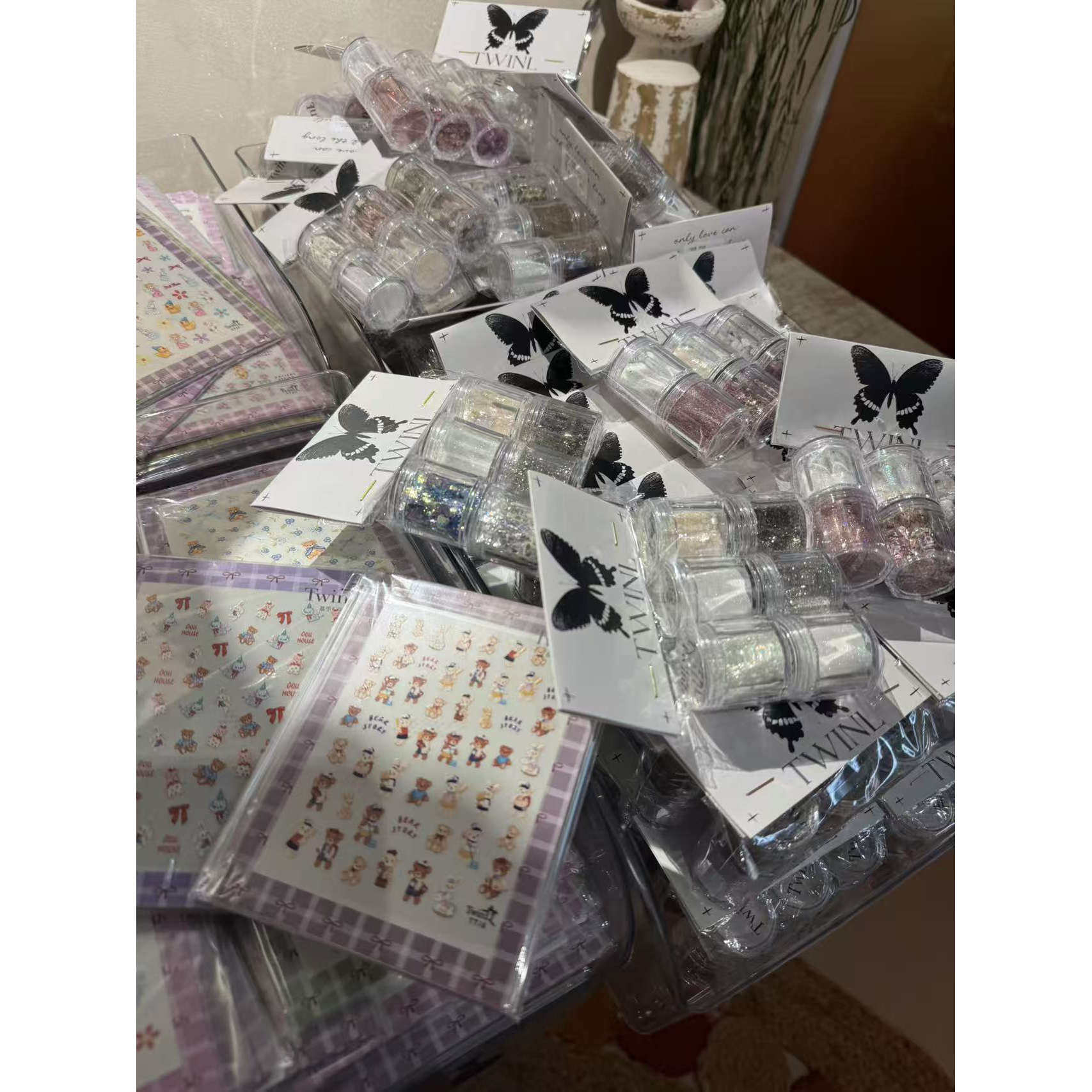 TWINL散粉亮片素材装饰品甲贴纸指甲装饰多色套装女士美甲用品
