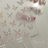 TwinL定制出品 水彩风美甲蝴蝶贴纸 贝母蝴蝶薄韧贴纸