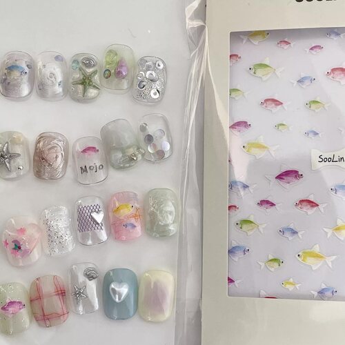 SooLinNail可爱彩色小鱼夏日美甲