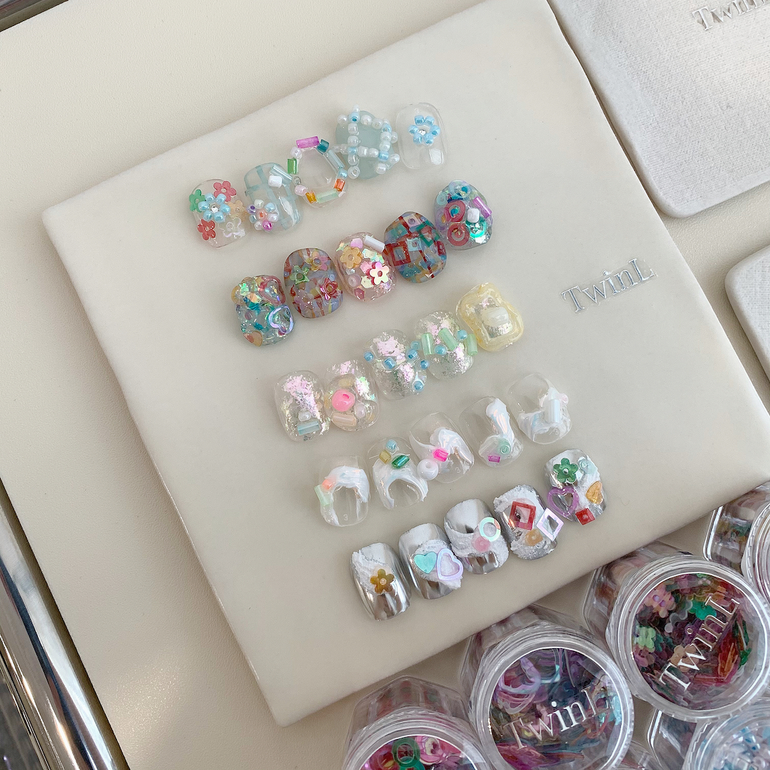 创意亮片米珠塑料风可爱美甲素材