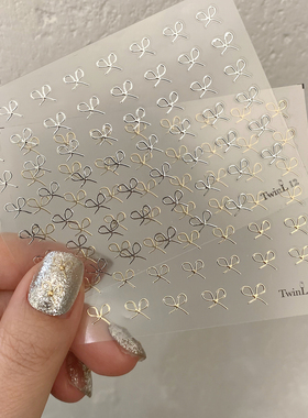 TwinLins风美甲金银蝴蝶结贴纸