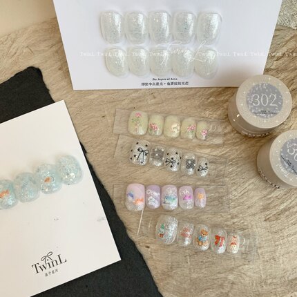 TWINL301-302 日系美甲光疗胶罐装爆闪显白素材百搭打底甲油胶
