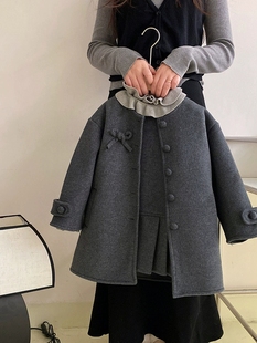 女童加绒呢大衣2025秋冬新款儿童洋气时髦毛呢外套宝宝加厚上衣潮