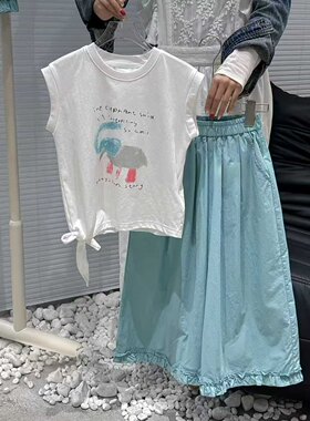 女童夏季套装2026新款儿童洋气时髦短袖T恤宝宝阔腿裤两件套童装