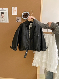 女宝宝春季 儿童春装 衣服小女孩皮夹克 2026新款 女童皮衣外套春秋款