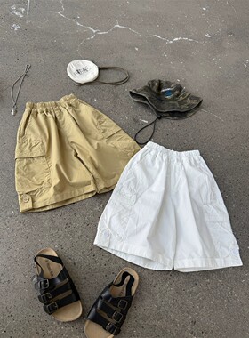 男童夏装2026新款痞帅小童装儿童夏季薄款裤子白色工装短裤五分裤