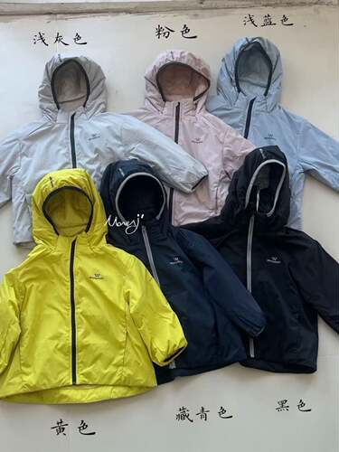 儿童加棉冲锋衣秋冬男女童连帽加厚外套防风防水宝宝户外保暖棉服
