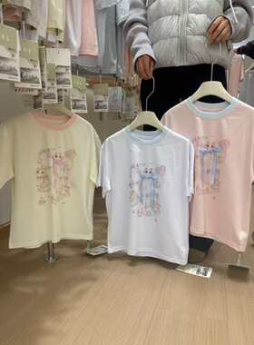 女童纯棉短袖t恤2025夏装新款儿童洋气童装小女孩宽松卡通上衣潮