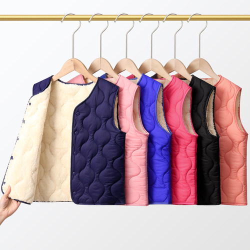 儿童加绒棉马甲中大男女童内外穿加厚一体棉羊羔绒坎肩冬保暖背心